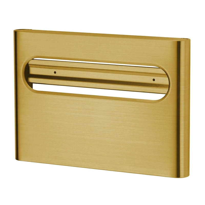 stardrix Slim Brushed Gold Stainless Steel Toilet Seat Cover Dispenser – Designer Wall-Mount Holder with Curved Edges and Large Capacity for Single or 1/2 Fold Covers, Aesthetic and Modern Look - Image 1